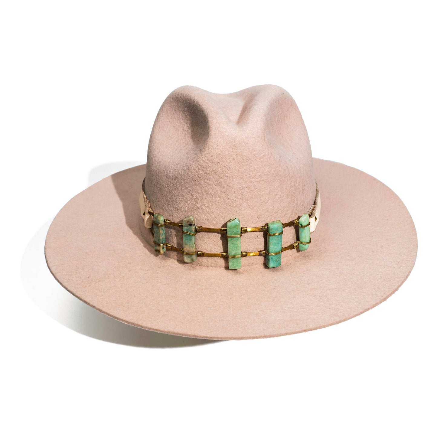 Five Jade Stone White Hat Band