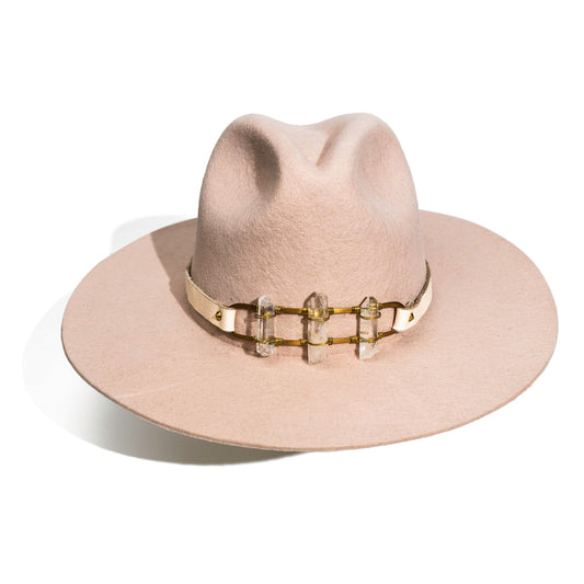 Triple Quartz Stone White Hat Band