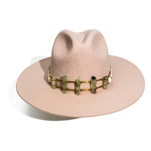 Five Jade Stone White Hat Band