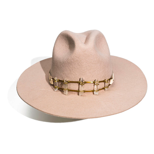 Five Quartz Stone White Hat Band